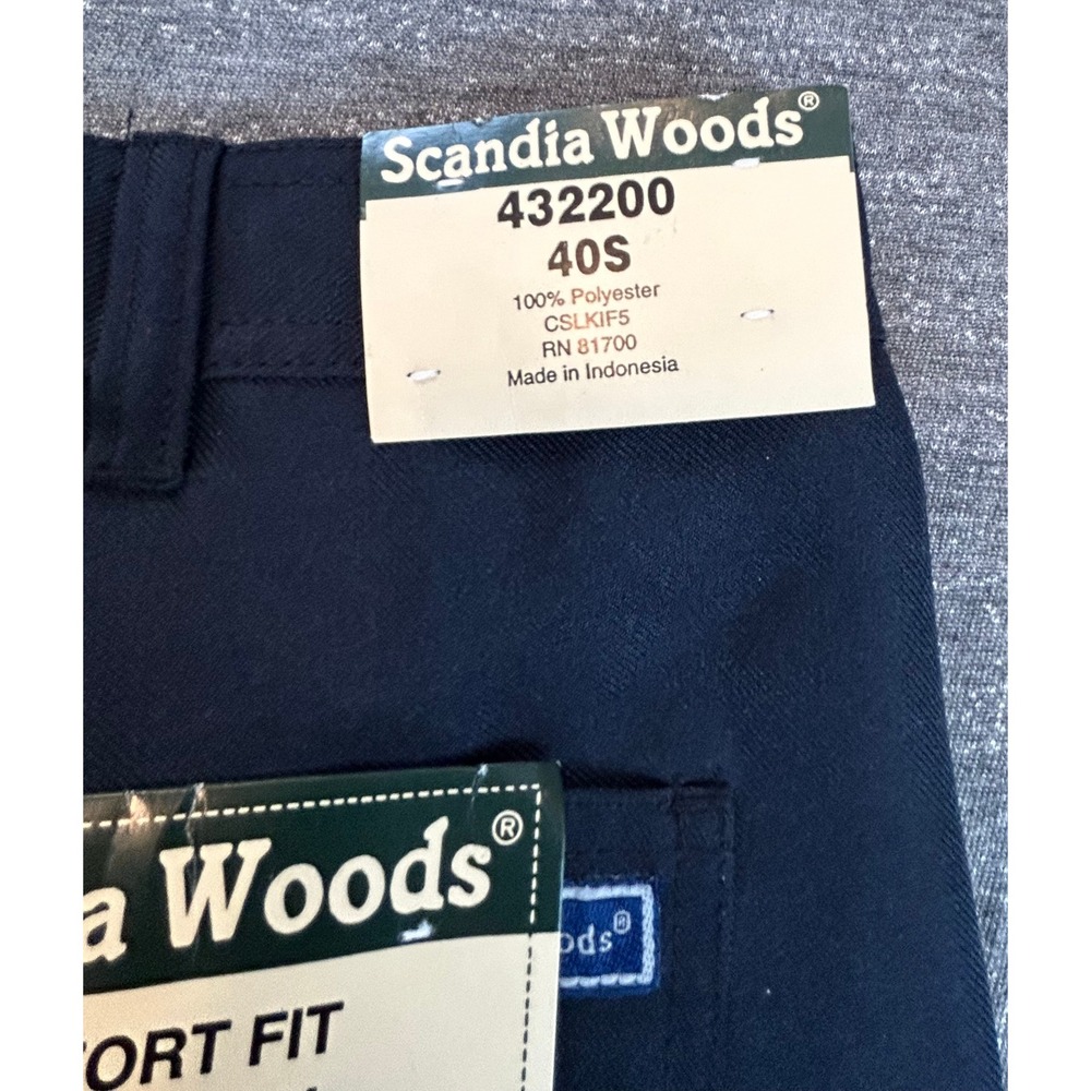 NWT VTG Scandia Woods Men 40S Navy Blue Polyester Comfort Fit Stretch Jeans Pant